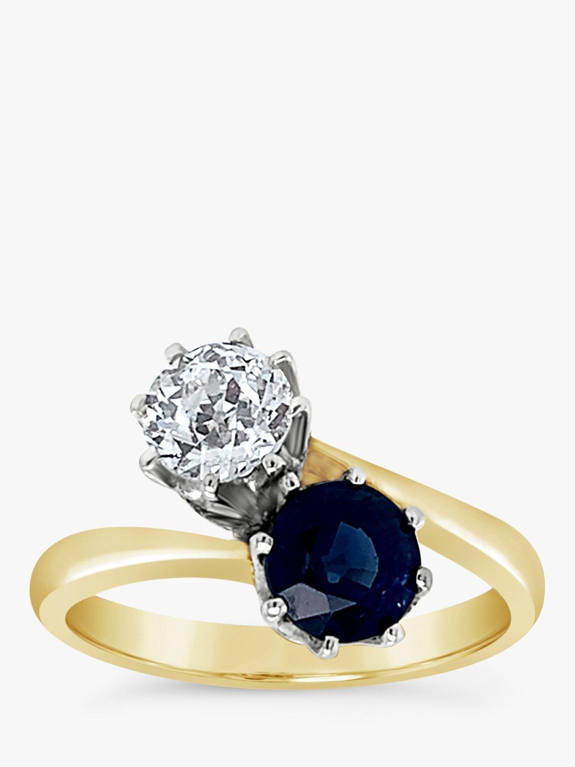 Product image 1 of 5, which shows Milton & Humble Jewellery 18ct Sapphire & Diamond Pre-Loved Cross Over Ring