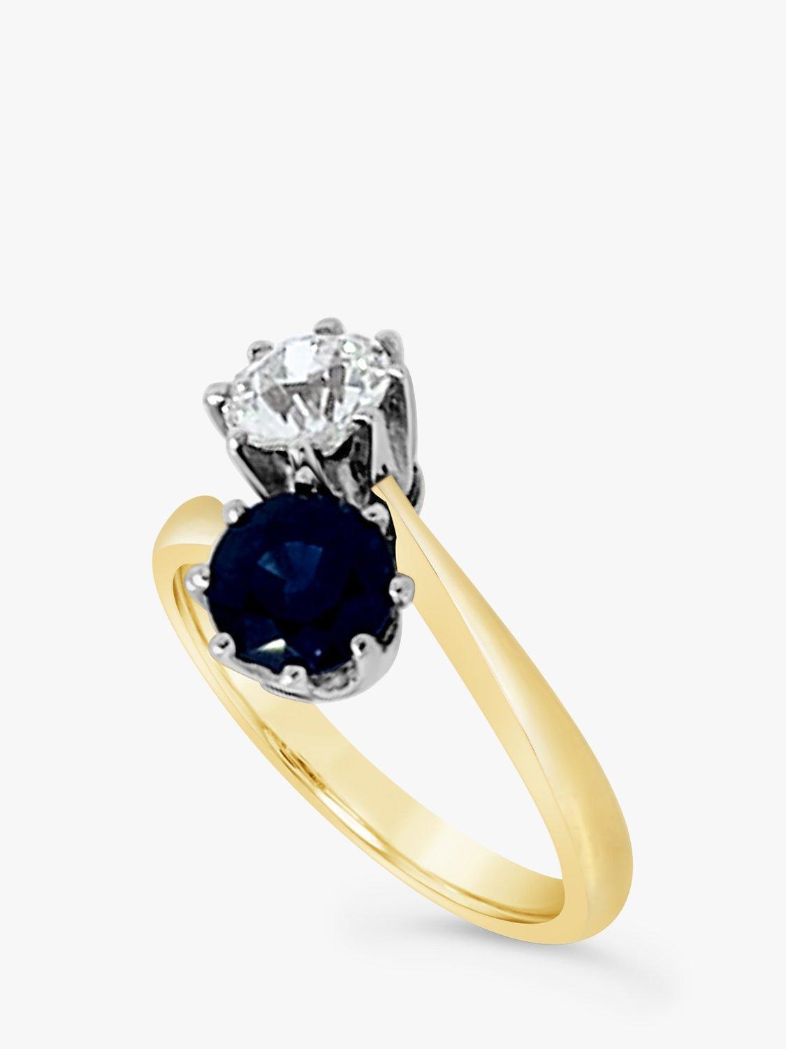 Product image 3 of 5, which shows Milton & Humble Jewellery 18ct Sapphire & Diamond Pre-Loved Cross Over Ring