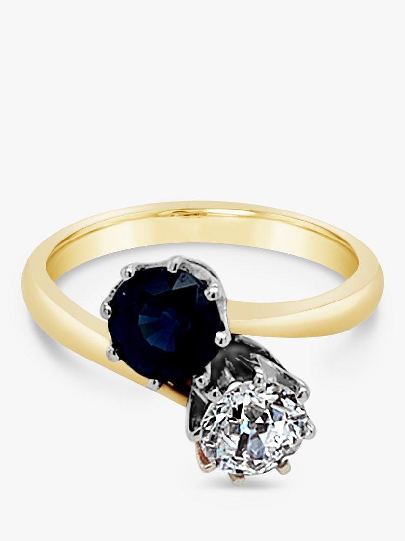Product image 4 of 5, which shows Milton & Humble Jewellery 18ct Sapphire & Diamond Pre-Loved Cross Over Ring