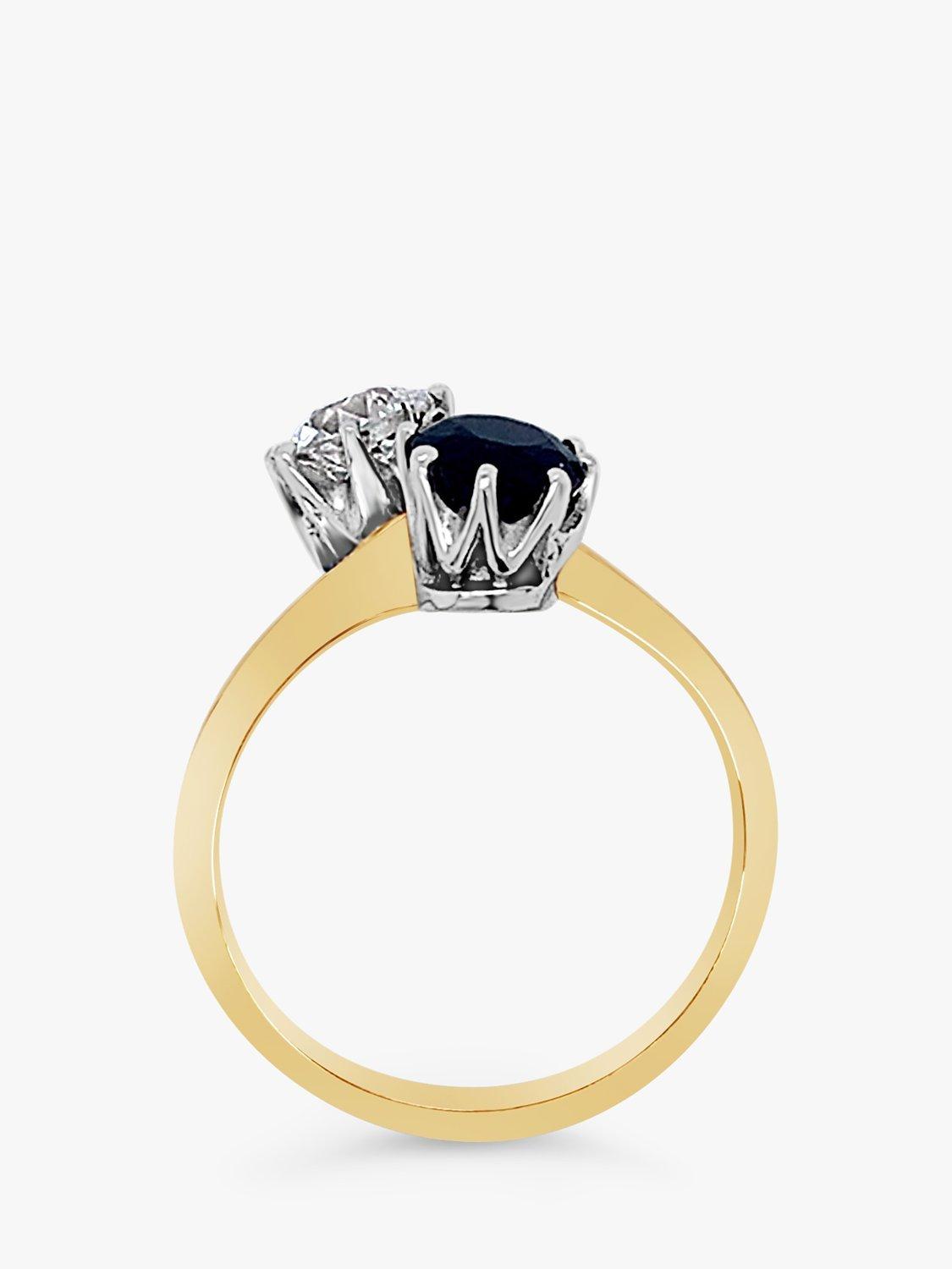 Product image 5 of 5, which shows Milton & Humble Jewellery 18ct Sapphire & Diamond Pre-Loved Cross Over Ring