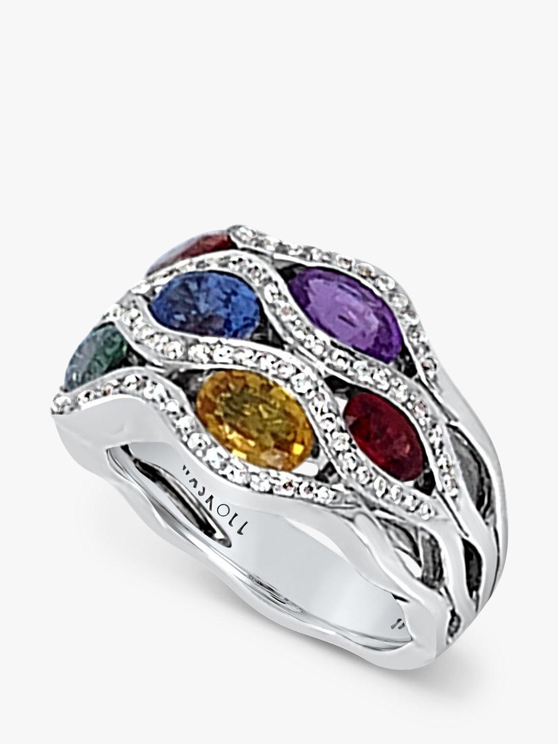 Product image 2 of 5, which shows Milton & Humble Jewellery 18ct White Gold Pre-Loved Sapphire & Diamond Bomb Ring