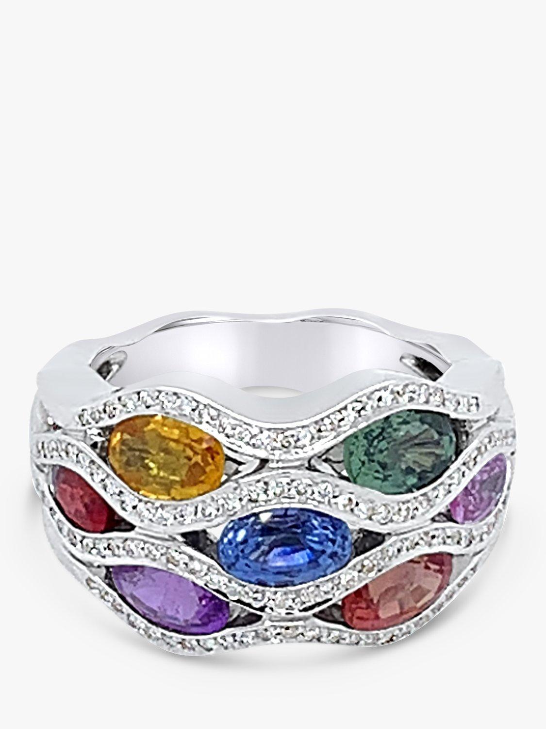 Product image 3 of 5, which shows Milton & Humble Jewellery 18ct White Gold Pre-Loved Sapphire & Diamond Bomb Ring