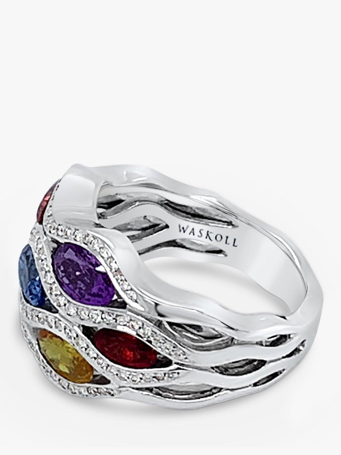 Product image 4 of 5, which shows Milton & Humble Jewellery 18ct White Gold Pre-Loved Sapphire & Diamond Bomb Ring