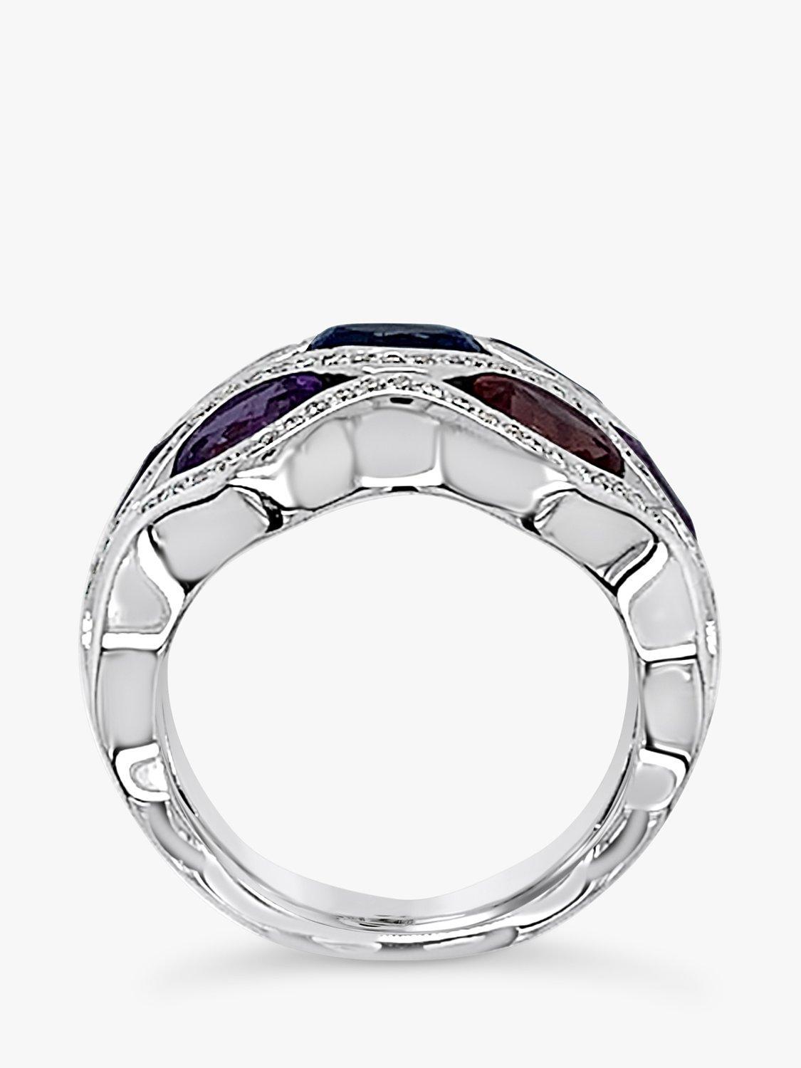 Product image 5 of 5, which shows Milton & Humble Jewellery 18ct White Gold Pre-Loved Sapphire & Diamond Bomb Ring