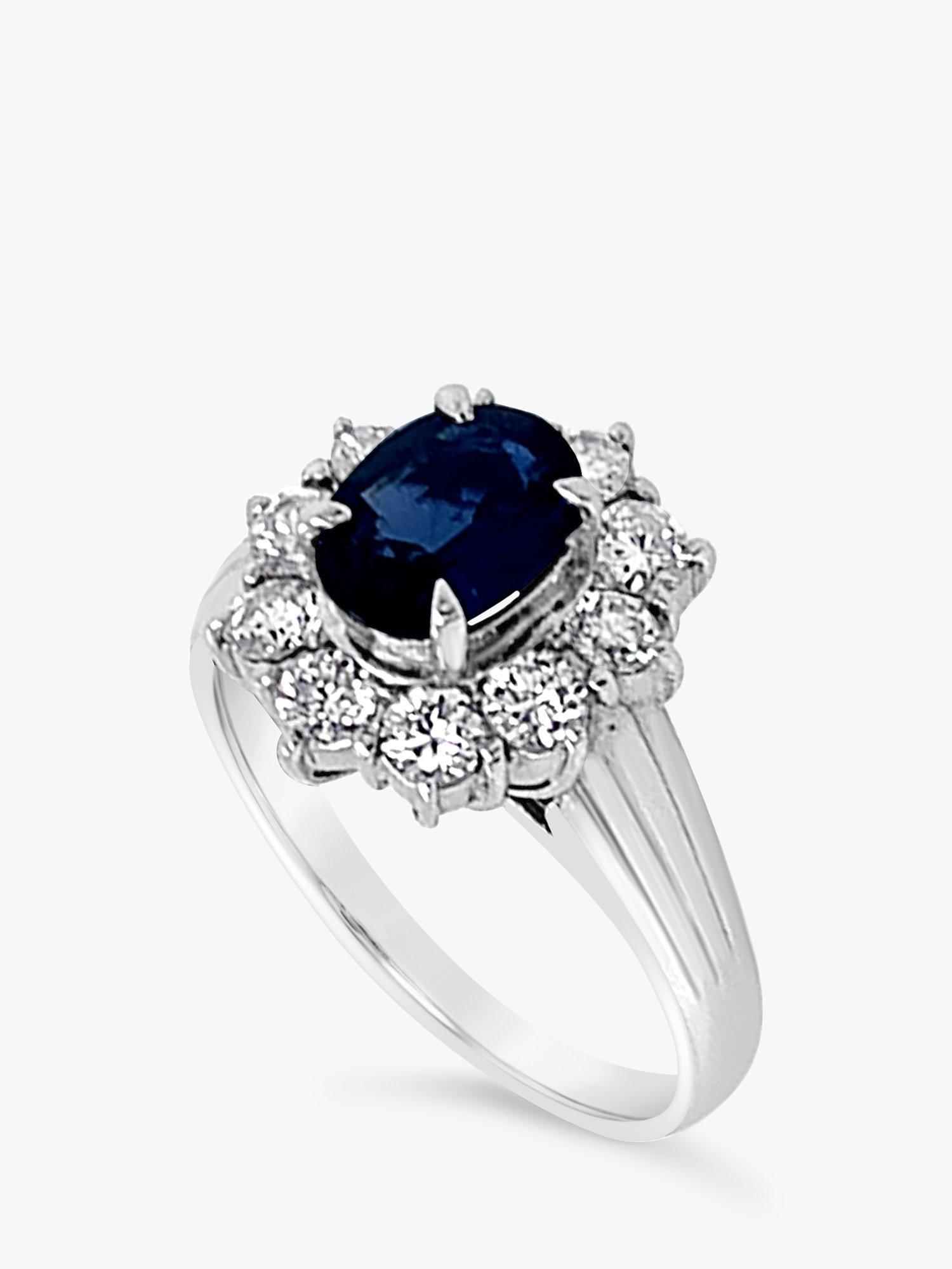 Product image 2 of 5, which shows Milton & Humble Jewellery Platinum Pre-Loved Sapphire & 10 Stone Diamond Ring