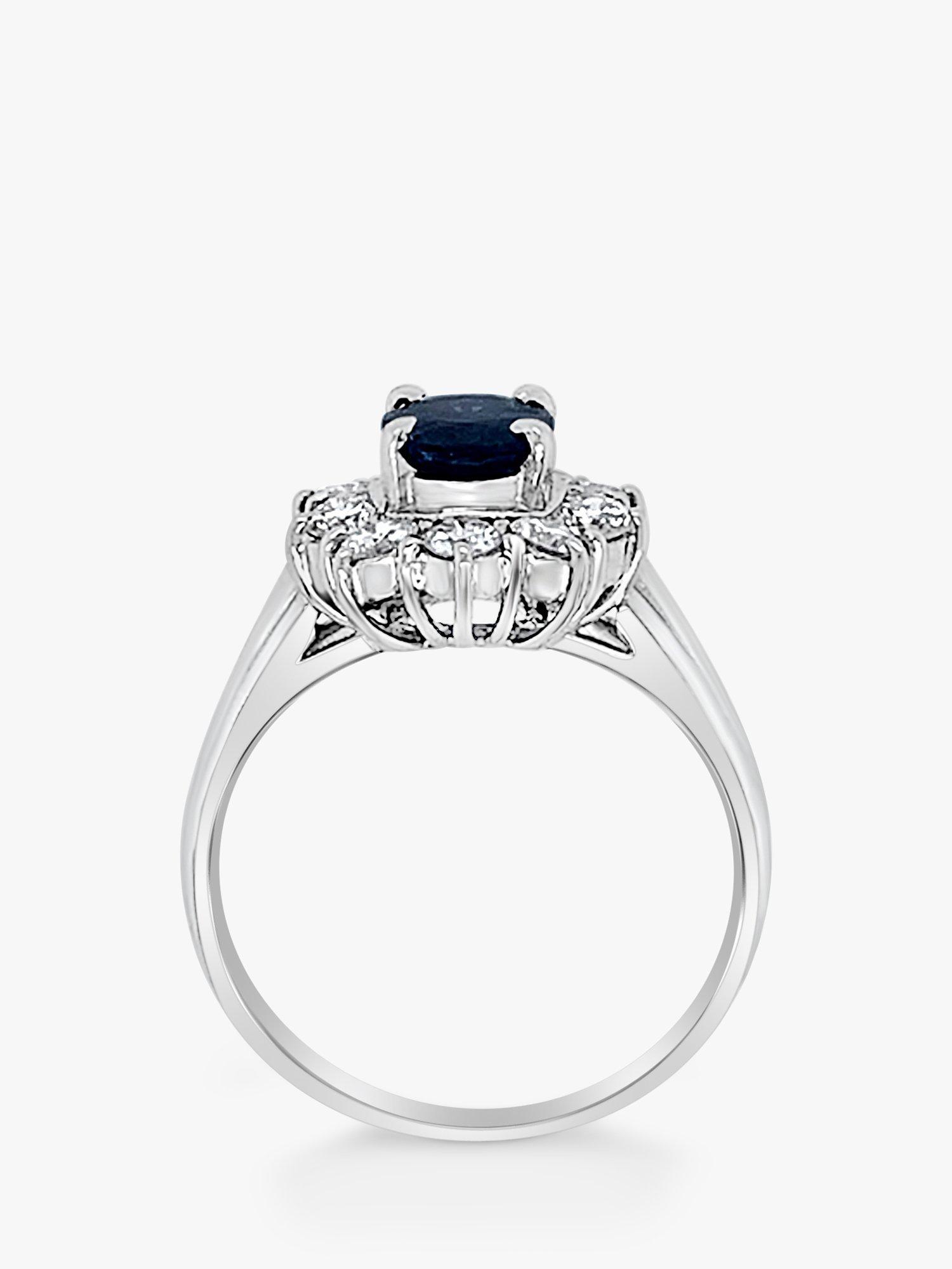 Product image 5 of 5, which shows Milton & Humble Jewellery Platinum Pre-Loved Sapphire & 10 Stone Diamond Ring