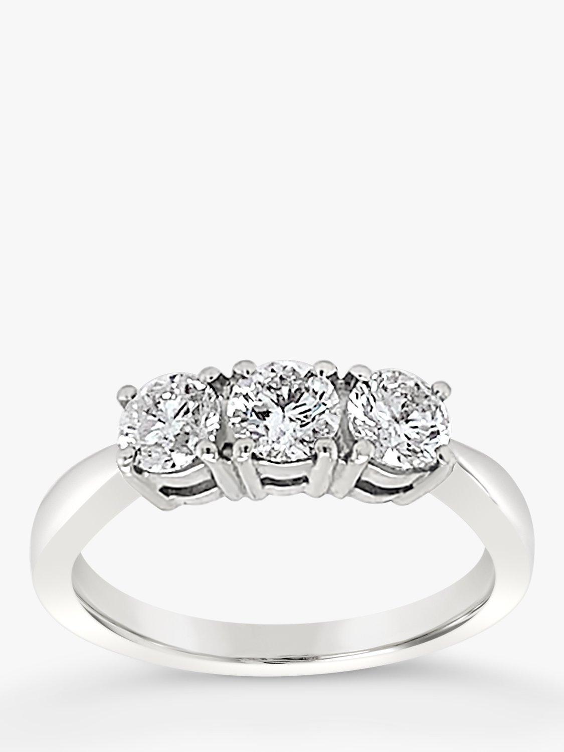 Product image 1 of 5, which shows Milton & Humble Jewellery 18ct White Gold Pre-Loved 3 Stone Diamond Ring