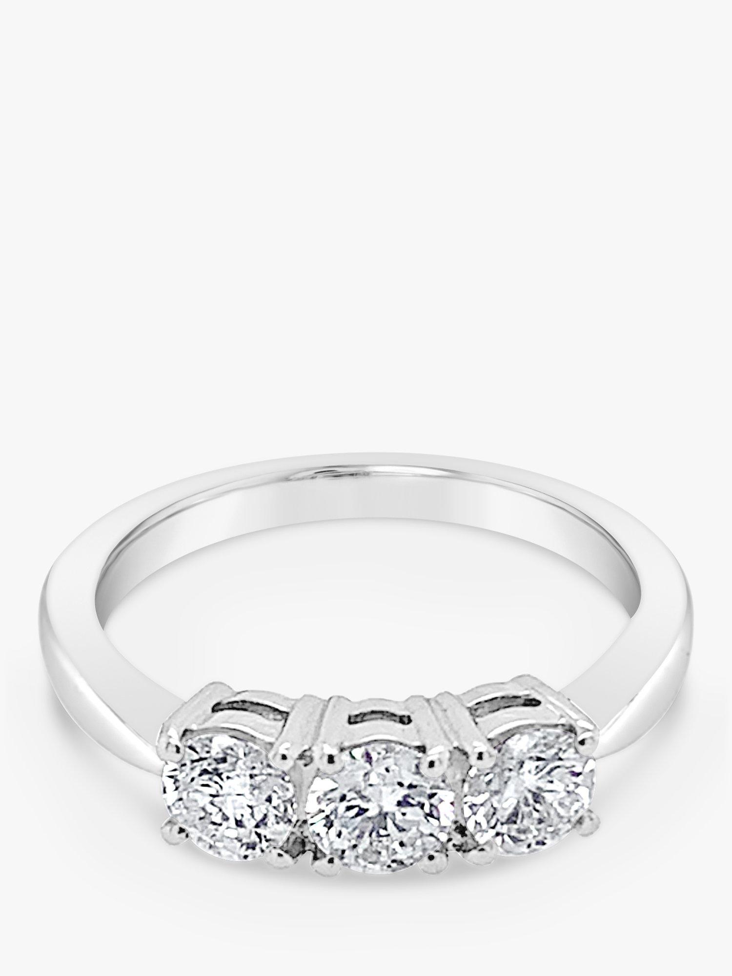 Product image 3 of 5, which shows Milton & Humble Jewellery 18ct White Gold Pre-Loved 3 Stone Diamond Ring