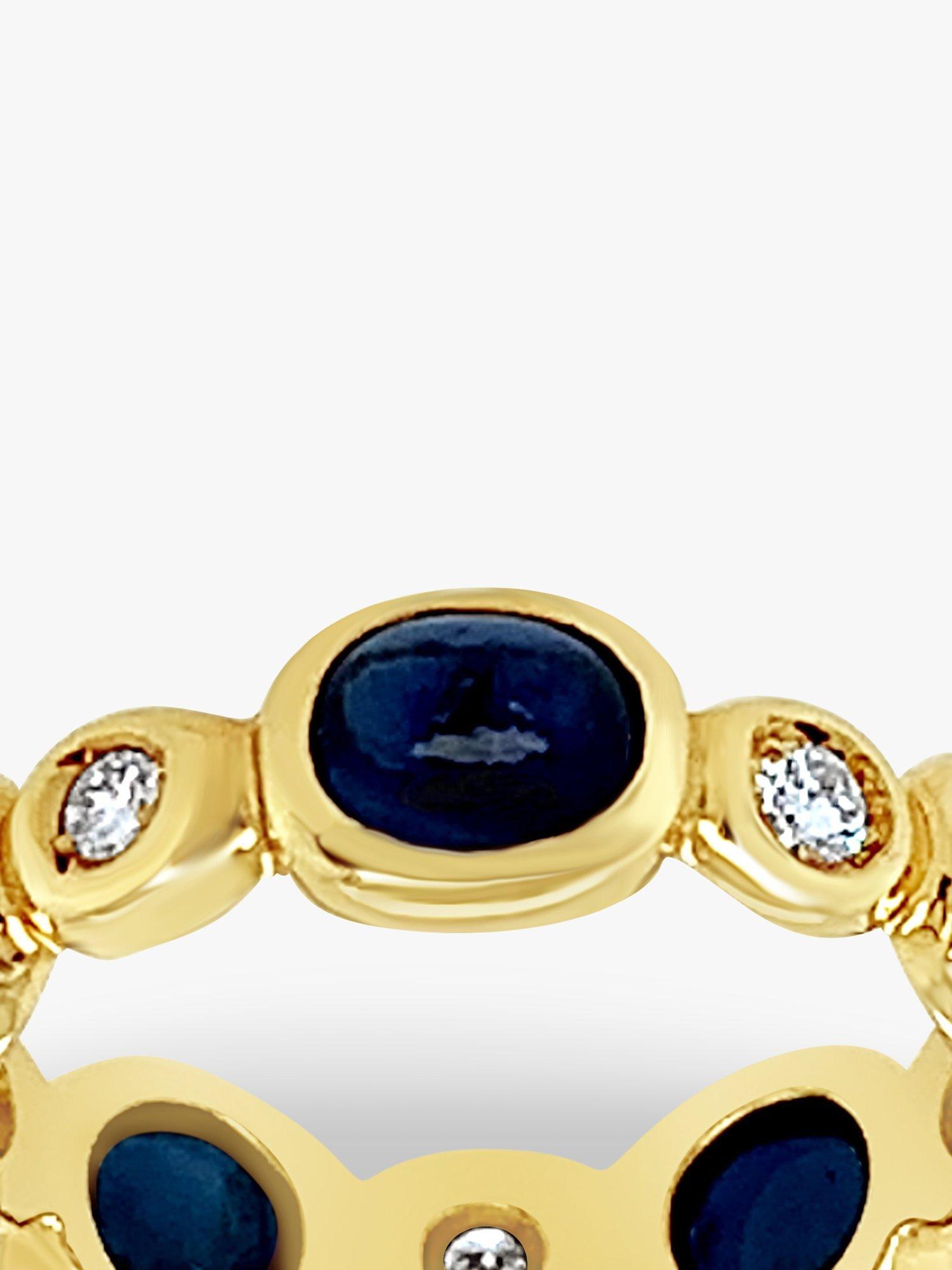 Milton & Humble Jewellery 18ct Yellow Gold Pre-Loved Sapphire & Diamond Band Ring