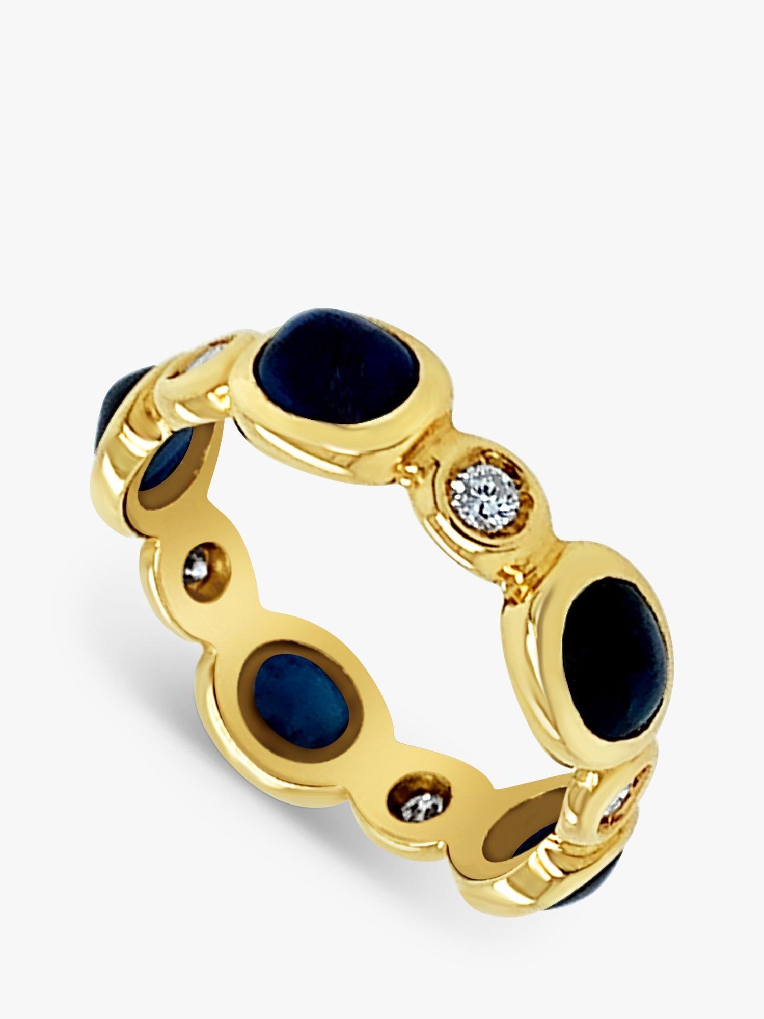Milton & Humble Jewellery 18ct Yellow Gold Pre-Loved Sapphire & Diamond Band Ring