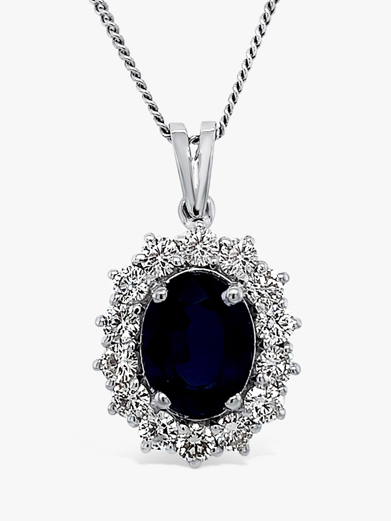Product image 2 of 3, which shows Milton & Humble Jewellery 18ct White Gold Pre-Loved Sapphire & Diamond Pendant Necklace