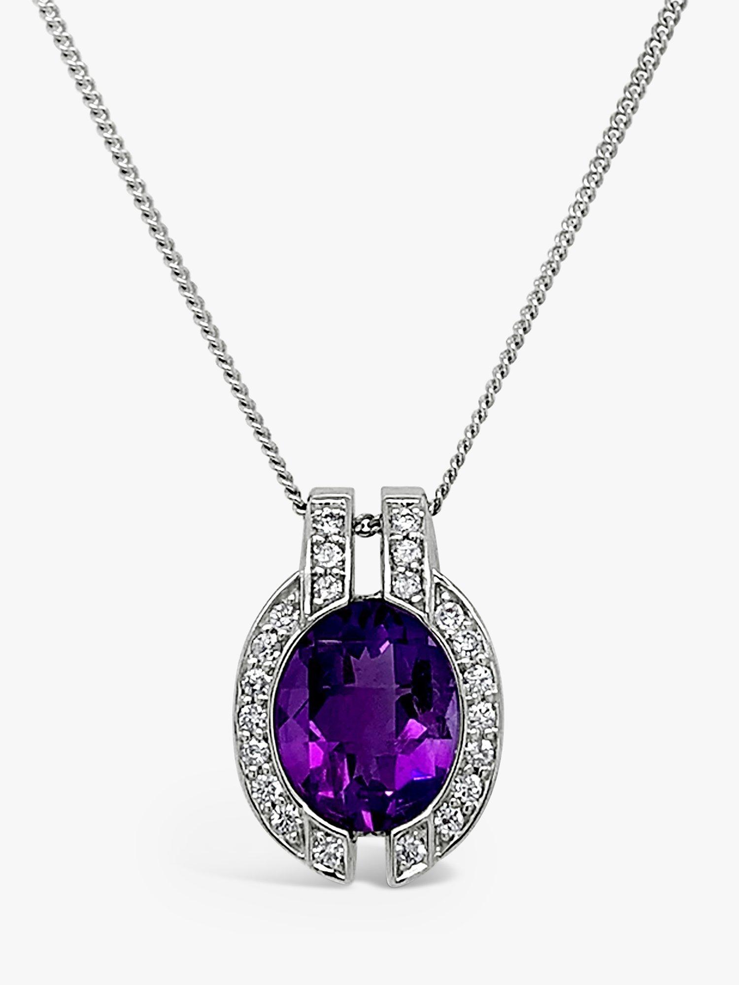 Product image 2 of 4, which shows Milton & Humble Jewellery 18ct White Gold Pre-Loved Amethyst Pendant Necklace