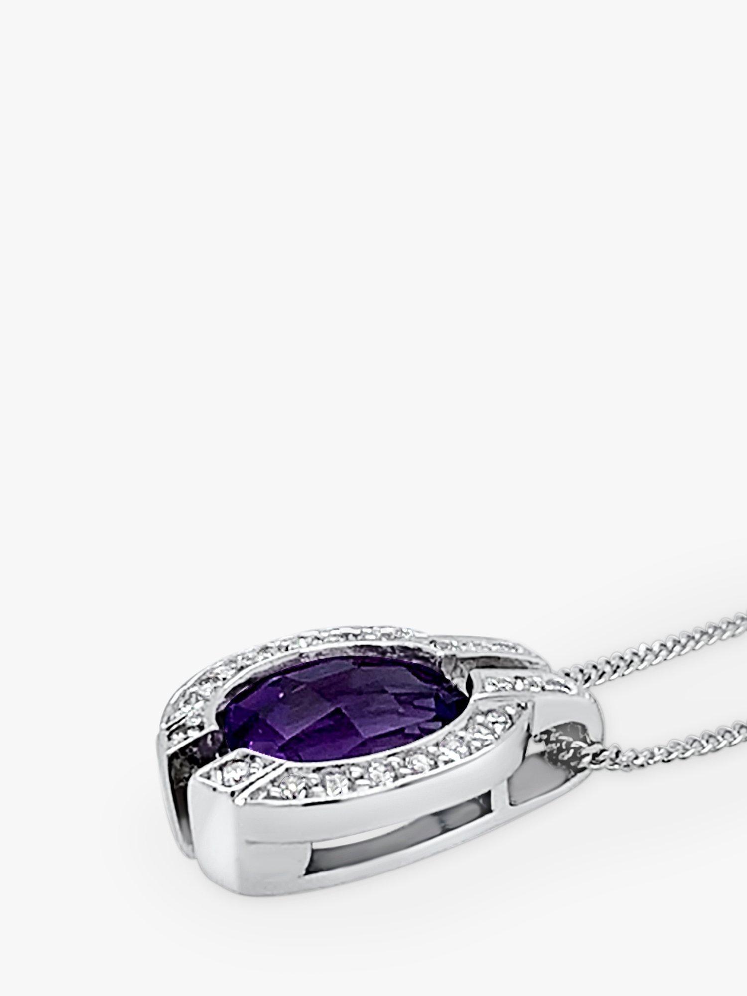Product image 3 of 4, which shows Milton & Humble Jewellery 18ct White Gold Pre-Loved Amethyst Pendant Necklace