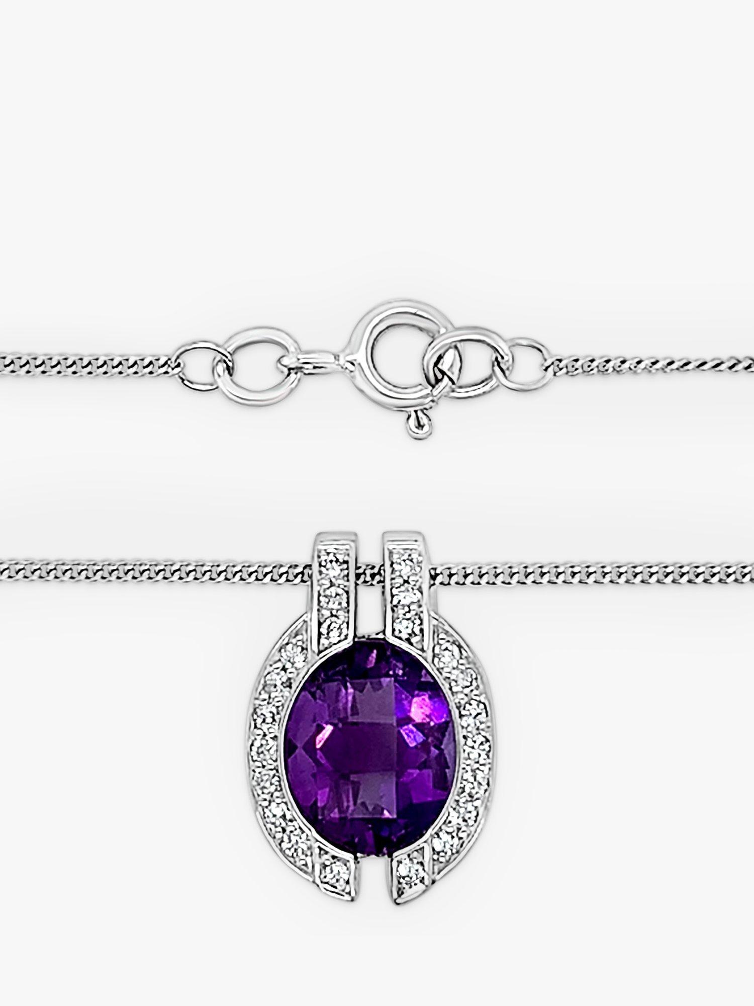 Product image 4 of 4, which shows Milton & Humble Jewellery 18ct White Gold Pre-Loved Amethyst Pendant Necklace