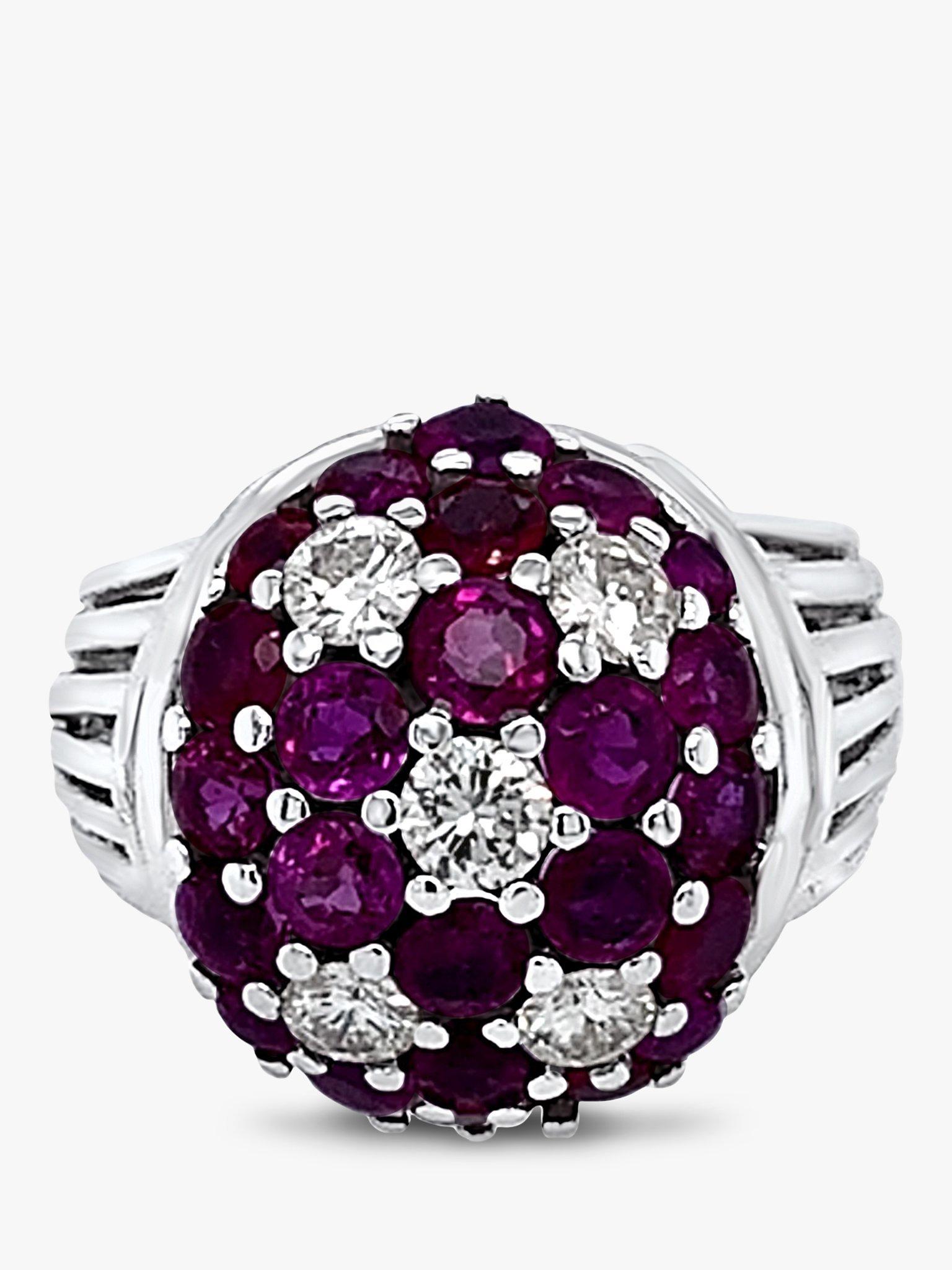 Product image 1 of 4, which shows Milton & Humble Jewellery 14ct White Gold Pre-Loved Ruby & Diamond Ring