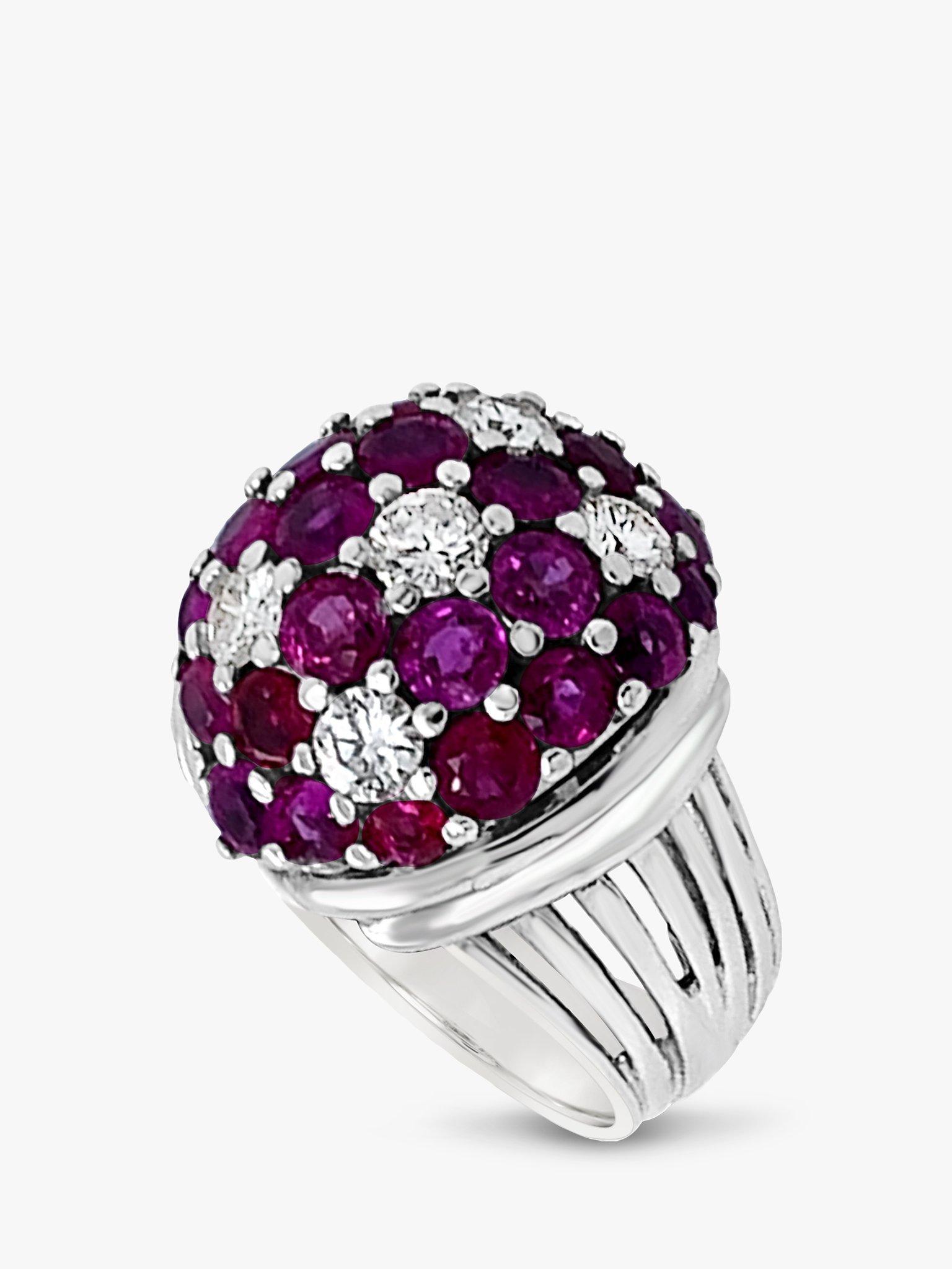 Product image 2 of 4, which shows Milton & Humble Jewellery 14ct White Gold Pre-Loved Ruby & Diamond Ring