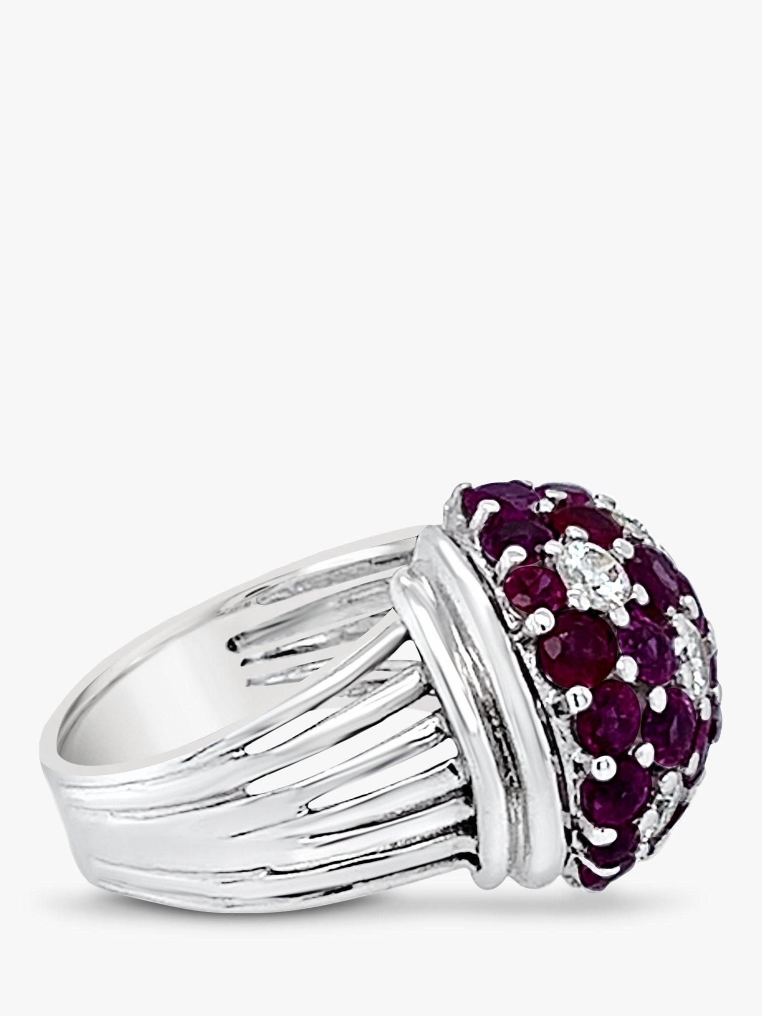 Product image 3 of 4, which shows Milton & Humble Jewellery 14ct White Gold Pre-Loved Ruby & Diamond Ring