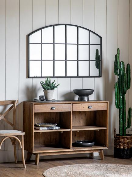 John Lewis Metal Frame Overmantel Wall Mirror, 120 x 80cm, Black - view 2, Black