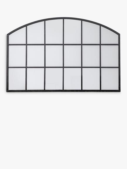 John Lewis Metal Frame Overmantel Wall Mirror, 120 x 80cm, Black, Black