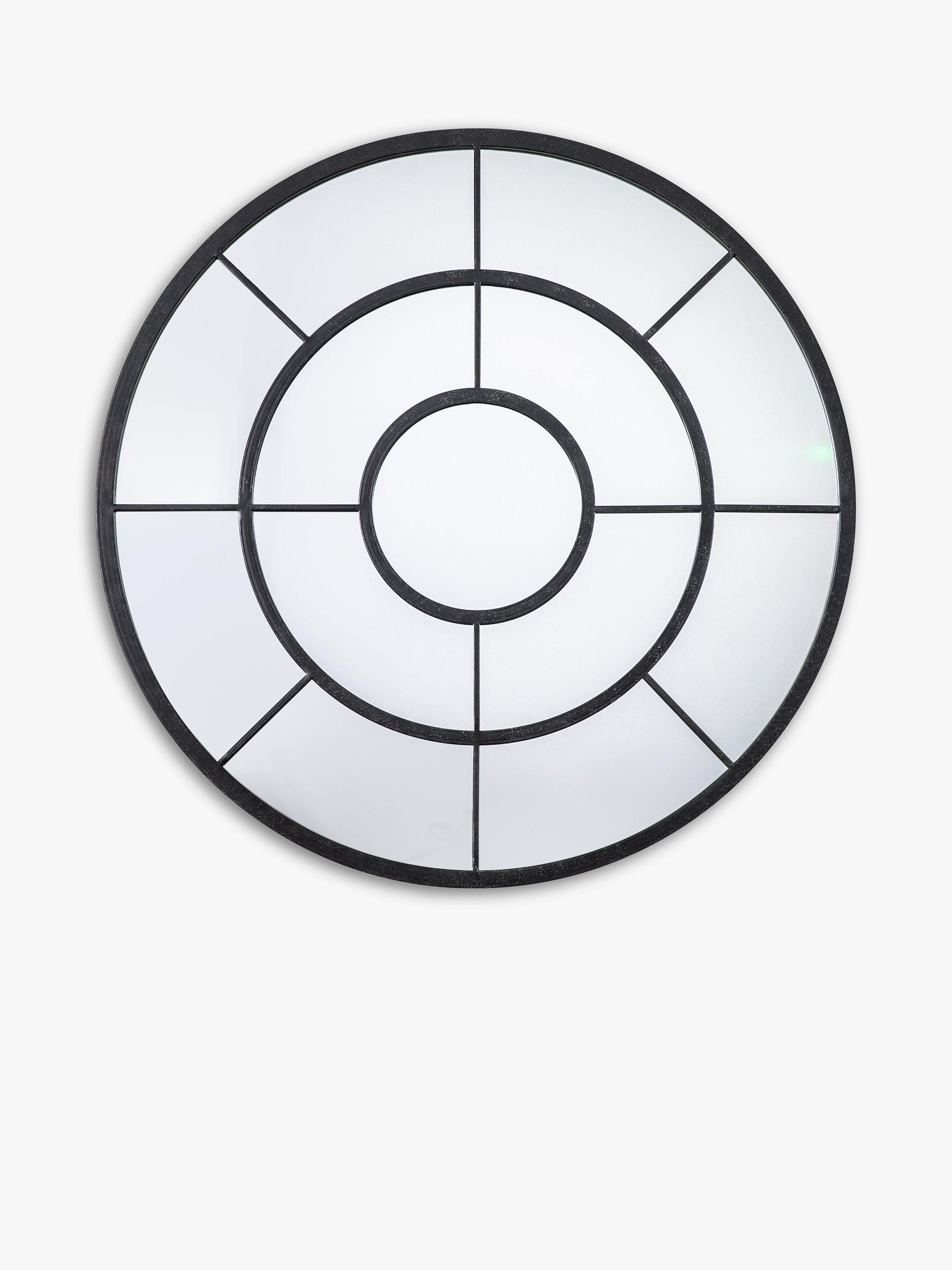 John Lewis Metal Frame Round Wall Mirror, 80cm, Black