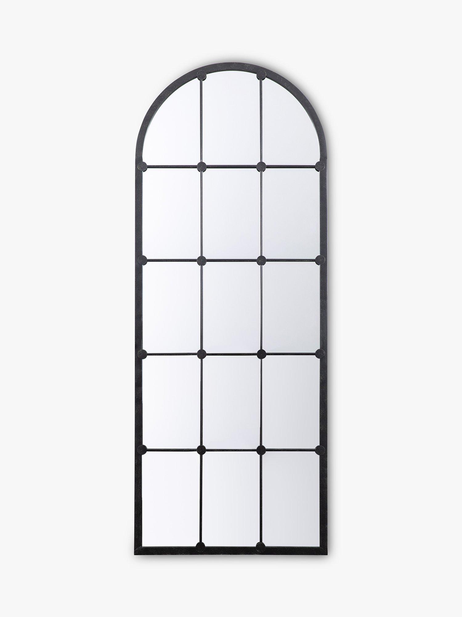 John Lewis Metal Frame Arched Wall Mirror, 153 x 60cm, Black