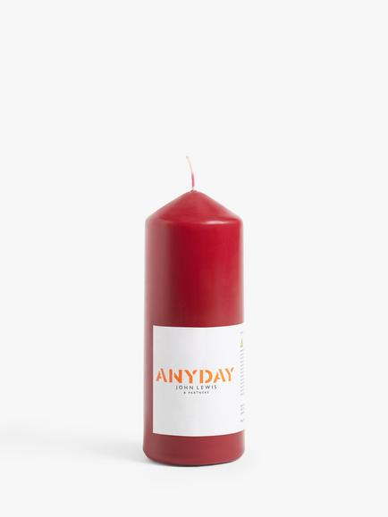 John Lewis Medium Pillar Candle, Red