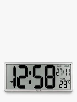 Acctim Datekeeper LCD Digital Wall Alarm Clock, Silver, Silver