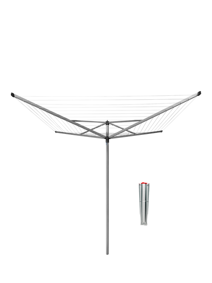 Brabantia Topspinner Rotary Clothes Outdoor Airer Washing Line with Ground Spike, Metallic Grey, 60m, Metallic Grey