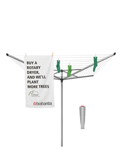 Brabantia Topspinner Rotary Clothes Outdoor Airer Washing Line with Ground Spike, Metallic Grey, 60m - view 2, Metallic Grey