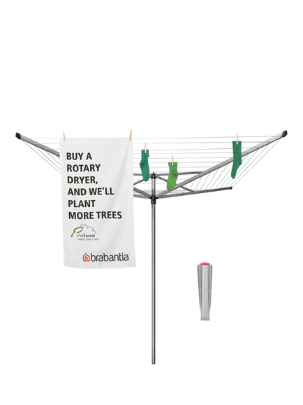 Brabantia Topspinner Rotary Clothes Outdoor Airer Washing Line with Ground Spike, Metallic Grey, 60m - view 2, Metallic Grey