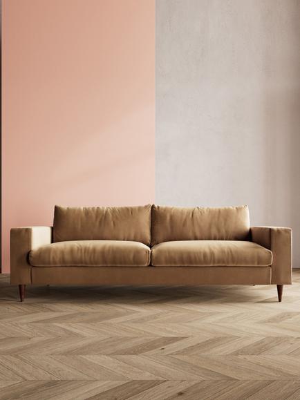 Swoon Evesham Large 3 Seater Sofa, Dark Leg - view 2, Biscuit Velvet
