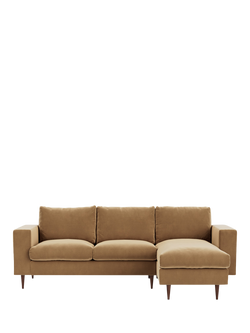 Swoon Evesham Grand 4 Seater RHF Chaise End Sofa, Dark Leg, Biscuit Velvet