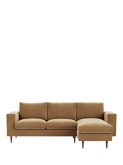 Swoon Evesham Grand 4 Seater RHF Chaise End Sofa, Dark Leg, Biscuit Velvet