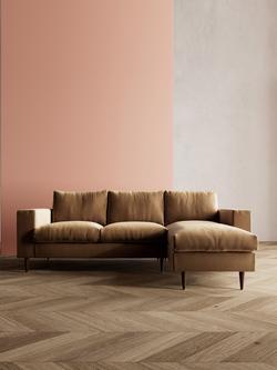 Swoon Evesham Grand 4 Seater RHF Chaise End Sofa, Dark Leg - view 2, Biscuit Velvet