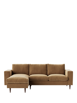 Swoon Evesham Grand 4 Seater LHF Chaise End Sofa, Dark Leg, Biscuit Velvet