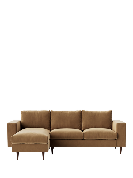 Swoon Evesham Grand 4 Seater LHF Chaise End Sofa, Dark Leg, Biscuit Velvet