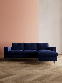 Swoon Evesham Grand 4 Seater RHF Chaise End Sofa, Dark Leg - view 2, Ink Velvet