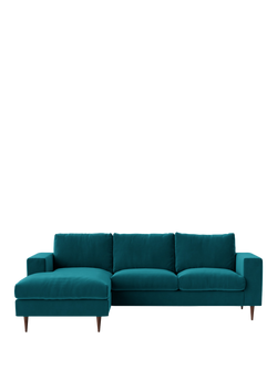 Swoon Evesham Grand 4 Seater LHF Chaise End Sofa, Dark Leg, Kingfisher Velvet