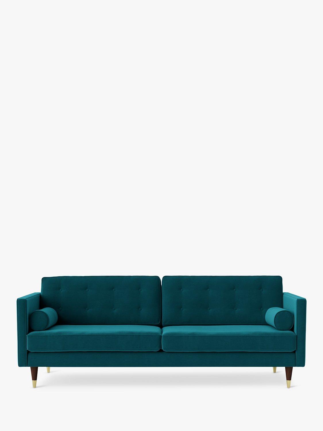 Porto Range, Swoon Porto Large 3 Seater Sofa, Dark Leg, Kingfisher Velvet