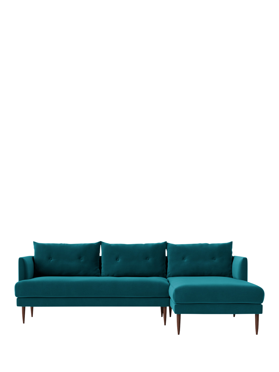 Kalmar Range, Swoon Kalmar Grand 4 Seater RHF Chaise End Sofa, Dark Leg, Kingfisher Velvet