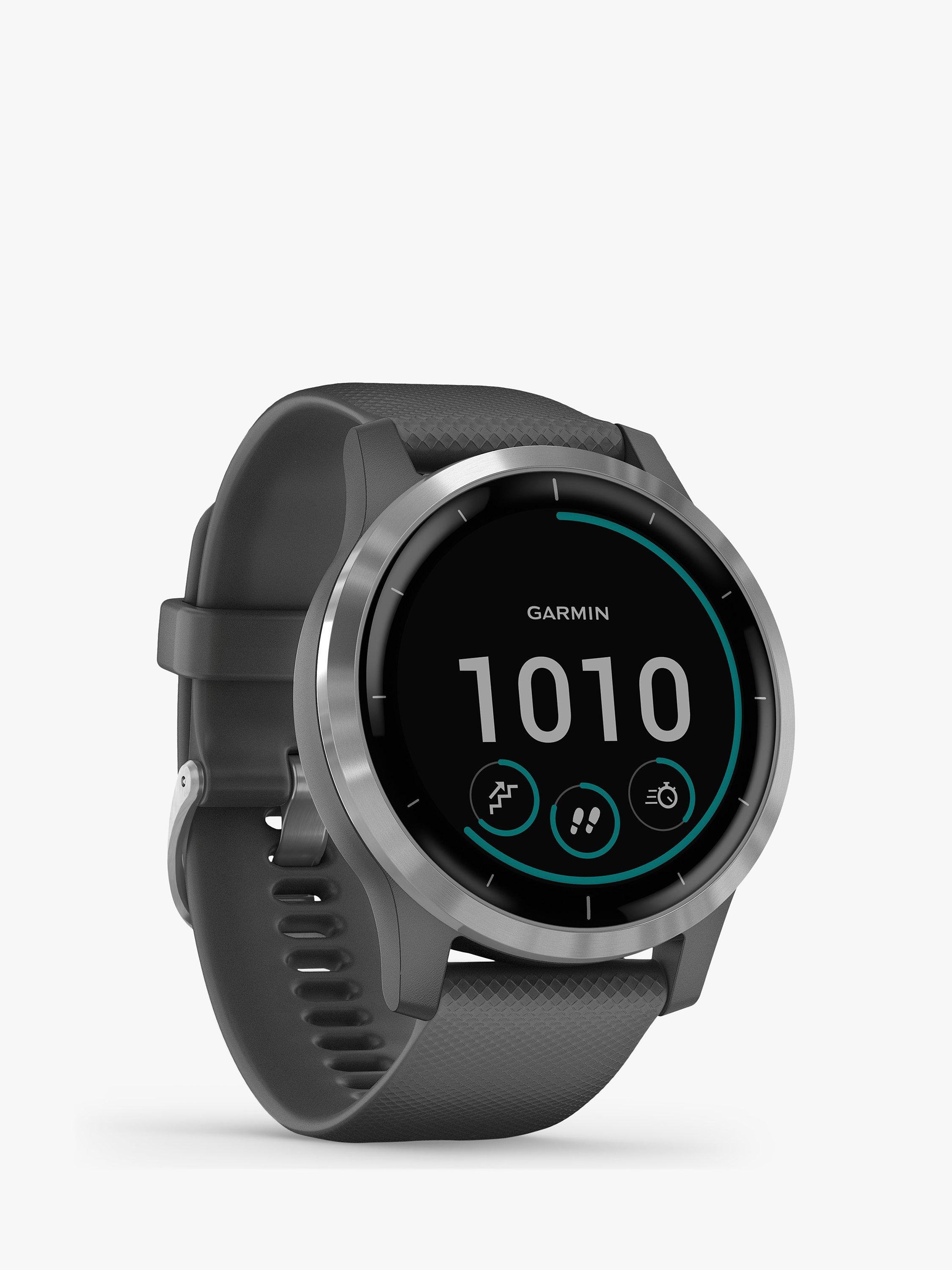 Garmin vivoactive 4 Smartwatch 45mm with Silicone Band, Shadow Grey/Silver