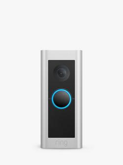 Ring Smart Video Doorbell Pro 2 with Built-in Wi-Fi & Camera plus Plug-in Adapter, Satin Nickel