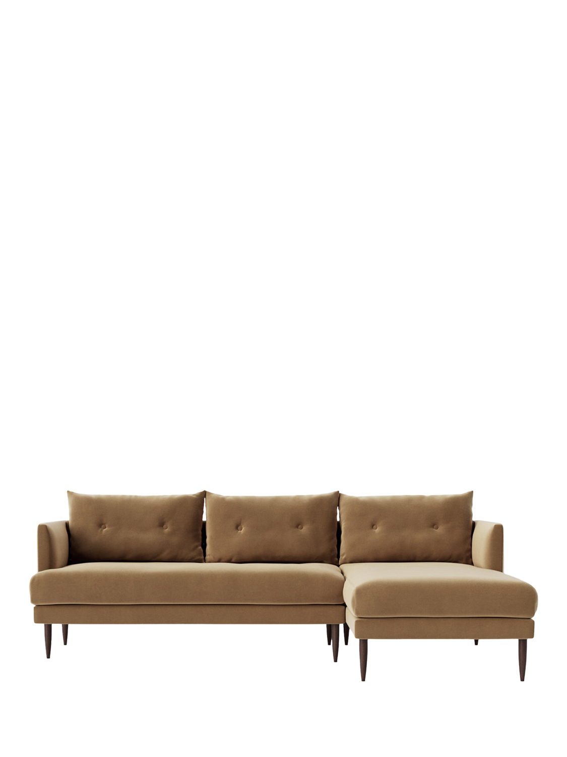 Kalmar Range, Swoon Kalmar Grand 4 Seater RHF Chaise End Sofa, Dark Leg, Biscuit Velvet