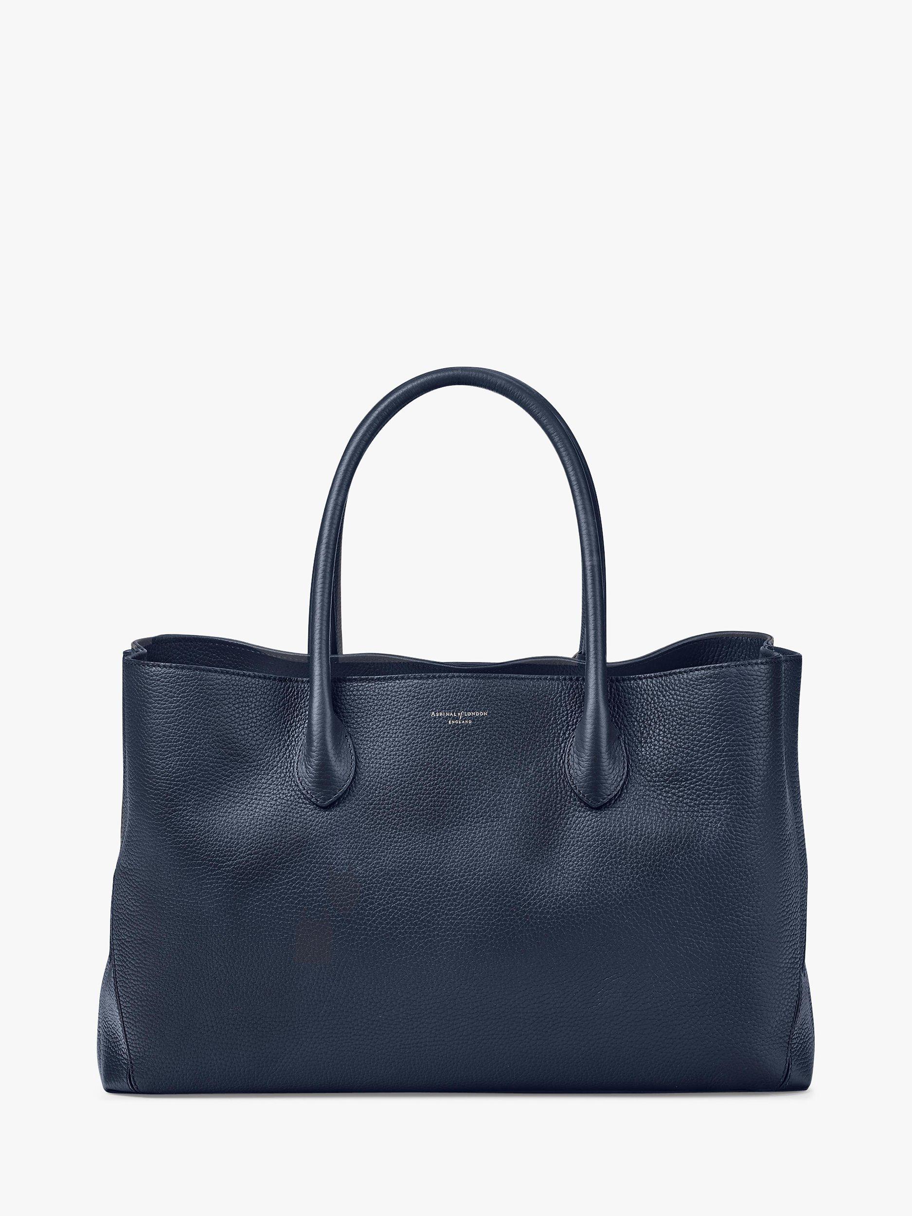 Product image 3 of 7, which shows Aspinal of London Large London Pebble Leather Tote Bag, Navy