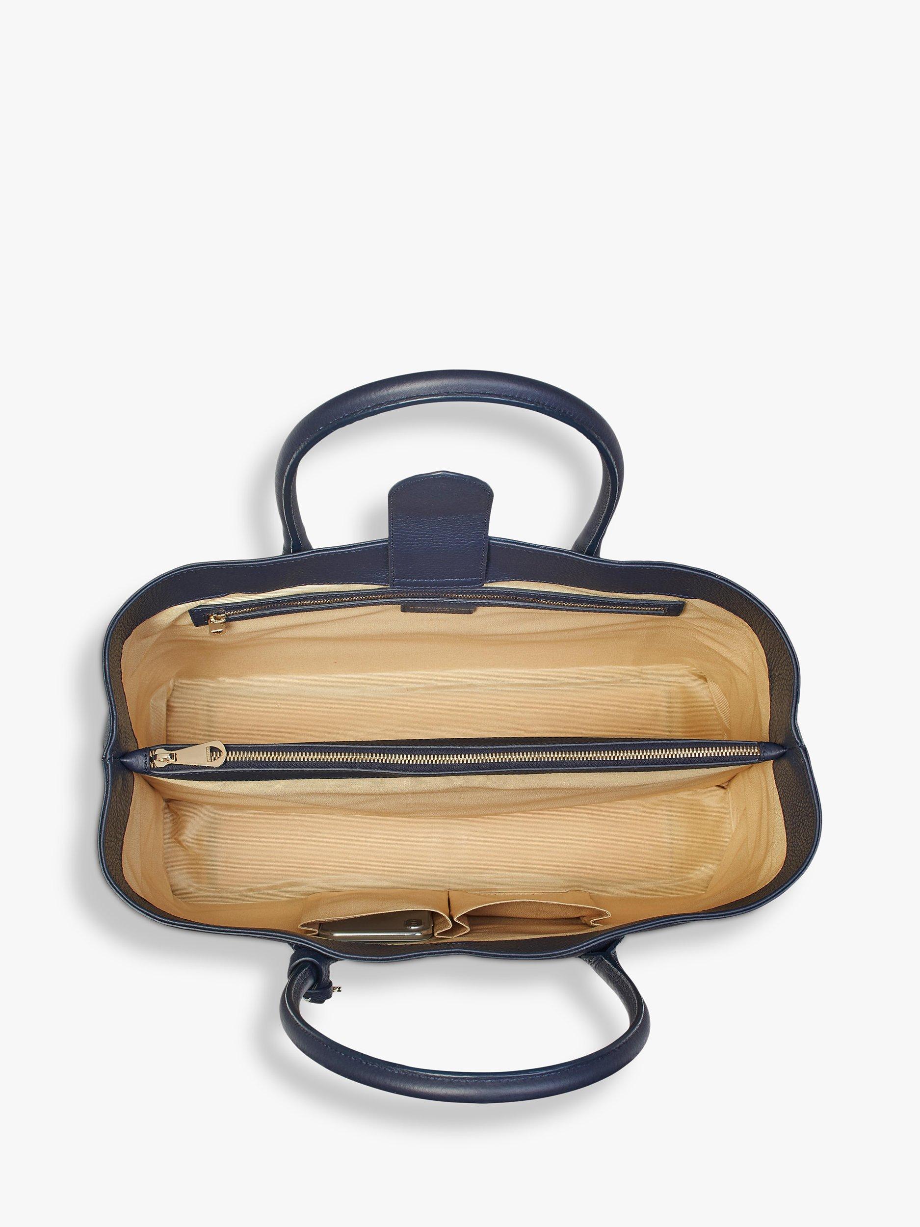 Product image 2 of 7, which shows Aspinal of London Large London Pebble Leather Tote Bag, Navy