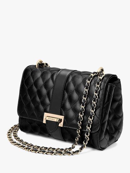 Aspinal of London Lottie Small Quilted Pebble Leather Shoulder Bag - view 2, Black