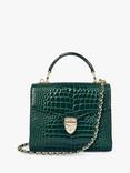 Aspinal of London Midi Mayfair Croc Effect Leather Cross Body Bag, Evergreen