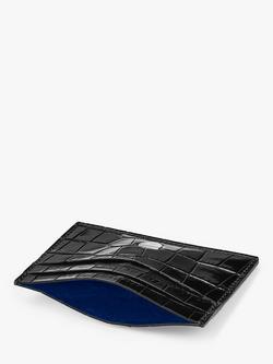 Aspinal of London Croc Leather Slim Credit Card Case - view 2, Black/Blue