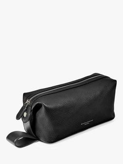 Aspinal of London Reporter Pebble Leather Wash Bag, Black
