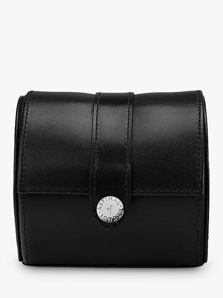 Aspinal of London Smooth Leather Travel Watch Roll - view 2, Black
